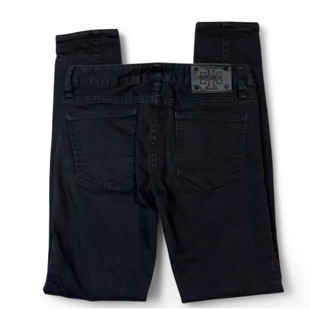 Tory Burch Size 25 Black Denim Legging Jeans Skinny Ankle Low Rise Logo Patch